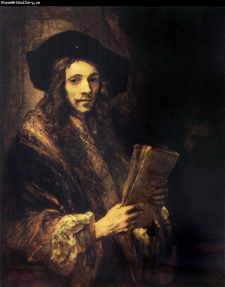 Rembrandt van rijn Portrait of a young madn holding a book